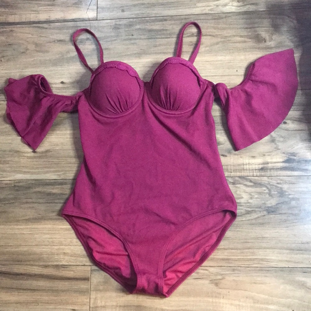 Seekers maroon burgundy bathing suit bodysuit